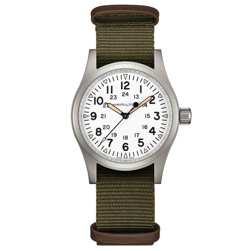 Hamilton H69439411 Hand-Winding Watch Khaki Field Mechanical Green/White 38 mm 7640167049097