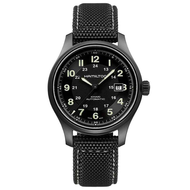 Hamilton H70575733 Men's Automatic Watch Khaki Field Titanium Auto Black 7640127753446