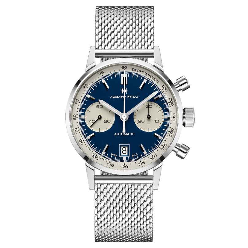 Hamilton H38416141 Armbanduhr Intra-Matic Handaufzug Chrono Blau 7630458800827