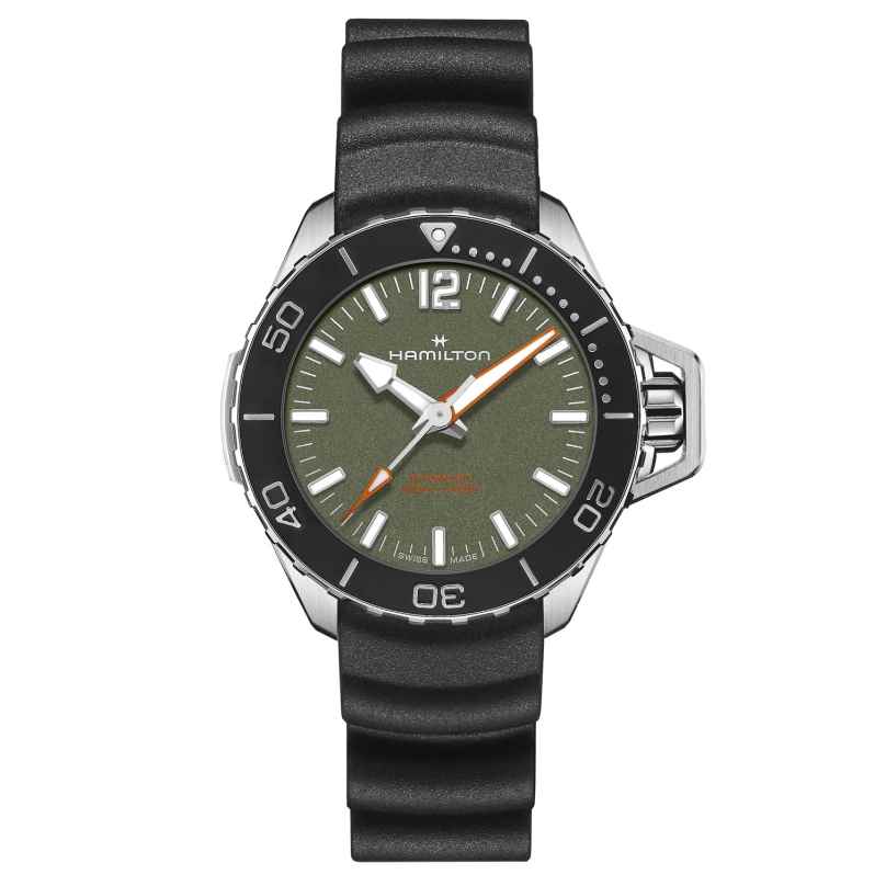 Hamilton H77455360 Unisex Diver's Watch Khaki Navy Frogman Black/Green 41 mm 7630458804238