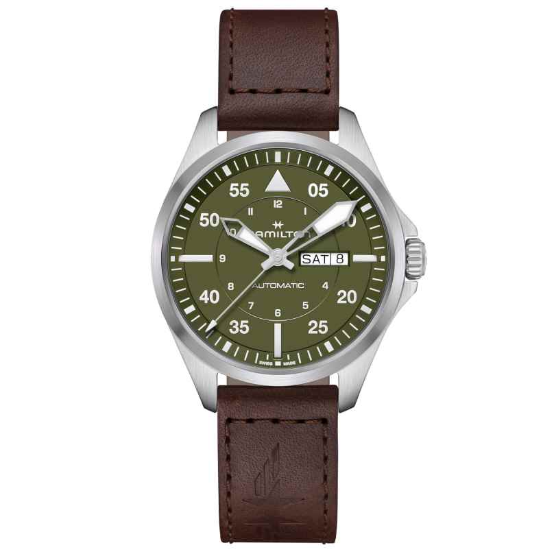 Hamilton H64635560 Men's Watch Khaki Aviation Pilot Day Date Automatic Brown 7630458804573