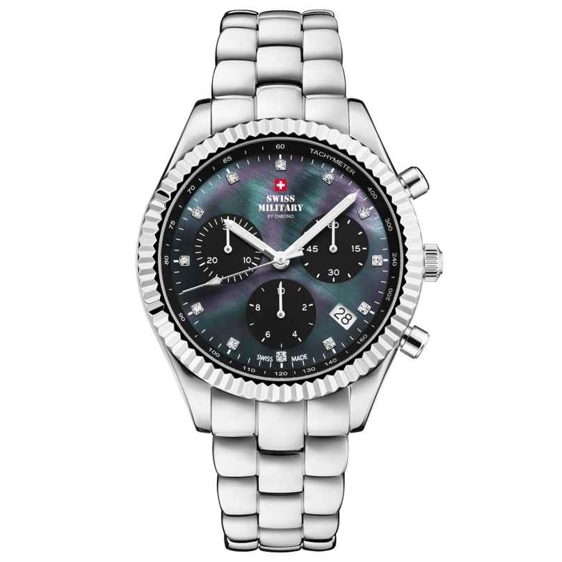 Swiss Military by Chrono SM30207.01 Damenuhr Chronograph Stahl/Schwarz 7630019154093