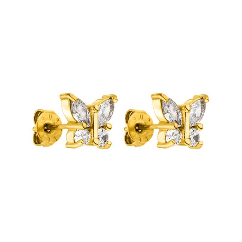 Purelei Ladies' Stud Earrings Gold Tone Butterfly 4260767724212