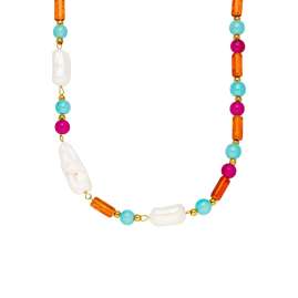 Purelei Damen-Halskette Bunt Goldfarben Delight