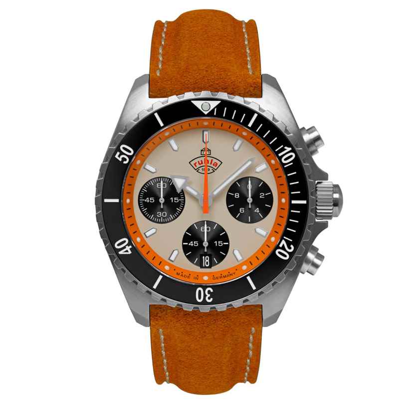 Ruhla 4970-1 Men's Diving Watch Chronograph Orange 4041338497014
