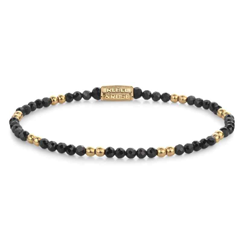 Rebel & Rose RR-30004-G-S Damen-Armband Glam Rocks Schwarz & Gold 8720701589537