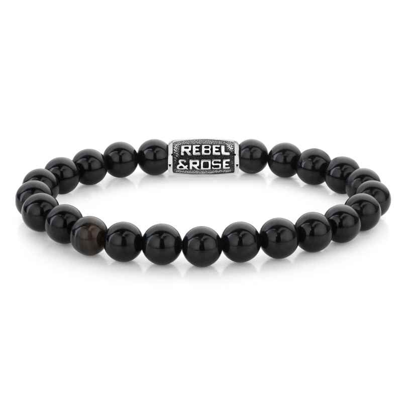 Rebel & Rose RR-80102-V Men's Bracelet Black Velvet Vintage 8 mm