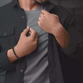 Rebel & Rose RR-80102-V Herren-Armband Black Velvet Vintage 8 mm