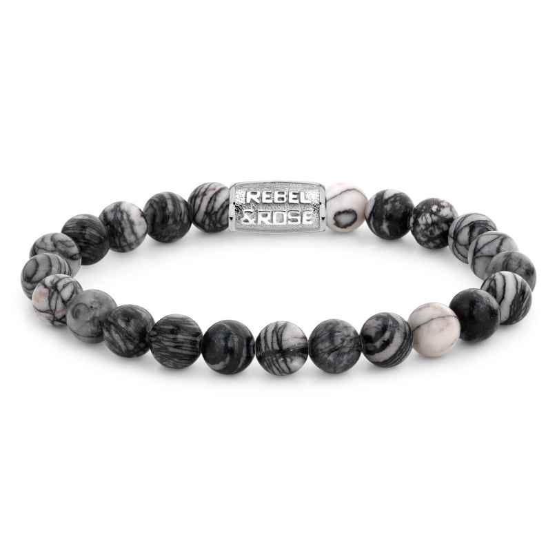 Rebel & Rose RR-80032-S Herren Bead-Armband Black Wolf 8 mm