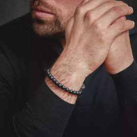 Rebel & Rose RR-80082-B Herren-Armband Mad Panther Schwarz 8 mm