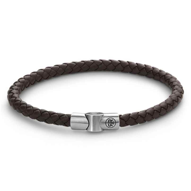 Rebel & Rose RR-M0041-S Herren-Lederarmband Full Metal Single Round Brown