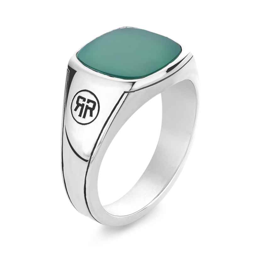 Rebel and Rose RR-RG040-S Men's Signet Ring 925 Silver Green Jade