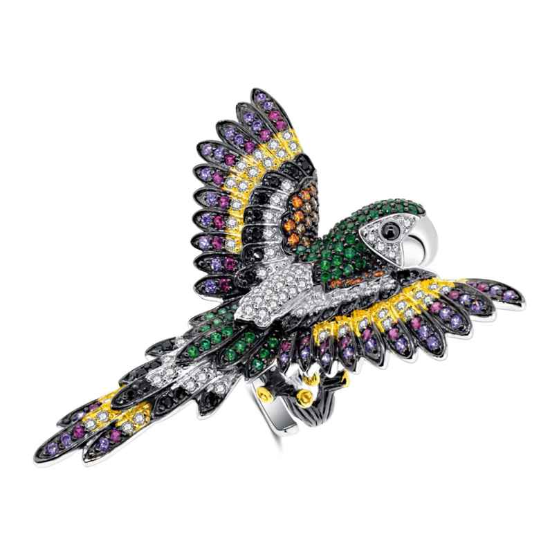 Seinerzeit SZA-1990-167 Damenring Falco Papagei 925 Silber