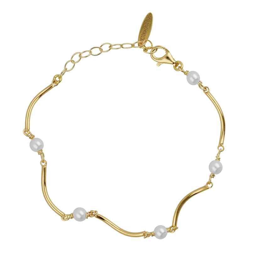 Victoria Cruz A4768-00DP Ladies' Bracelet Milan Gold Tone with Pearls 8435672464652
