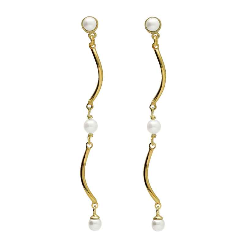 Victoria Cruz A4770-00DT Ladies' Drop Earrings Milan Gold Tone with Pearls 8435672464690
