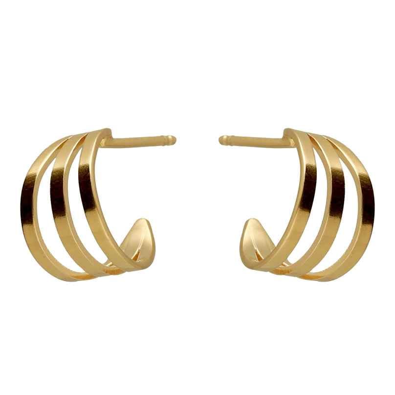 Victoria Cruz A4777-DT Ladies' Hoop Earrings Milan Triple Gold Tone 8435672464812