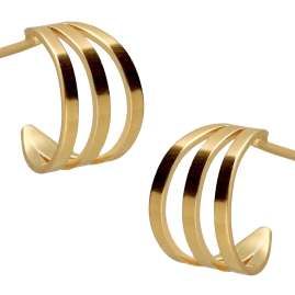 Victoria Cruz A4777-DT Ladies' Hoop Earrings Milan Triple Gold Tone