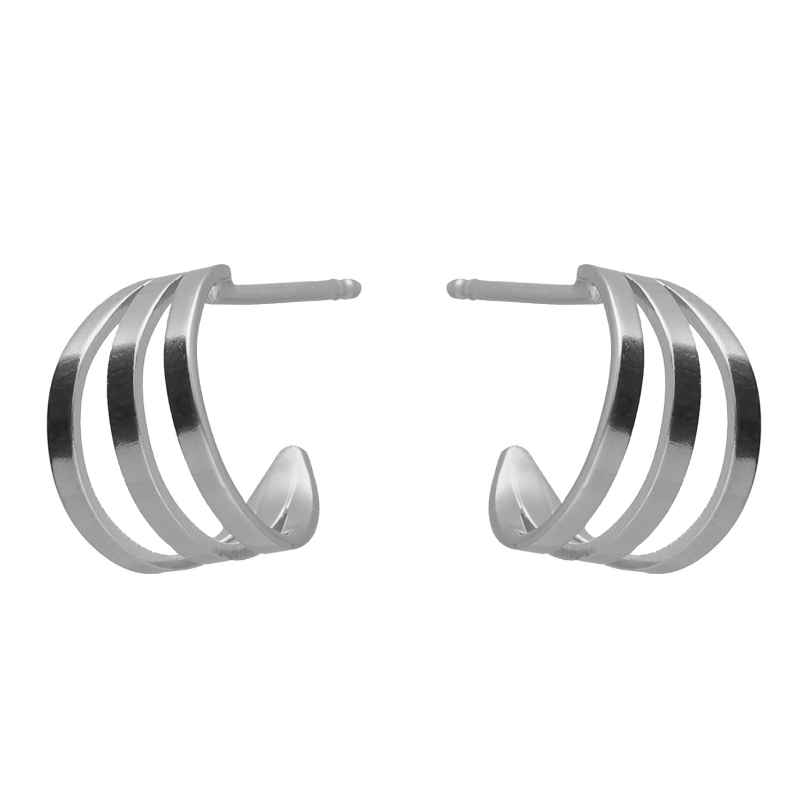 Victoria Cruz A4777-HT Women's Hoop Earrings Milan Triple Silver 8435672464829
