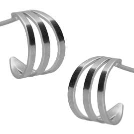 Victoria Cruz A4777-HT Women's Hoop Earrings Milan Triple Silver