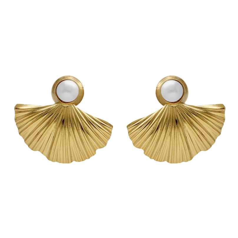 Victoria Cruz A4780-00DT Ladies' Stud Earrings Tokyo Gold Tone Shell with Pearl 8435672464874