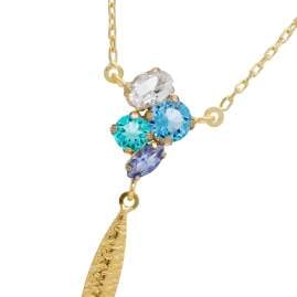 Victoria Cruz A4789-MDG Women's Necklace Lisbon Gold Tone Blue