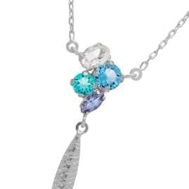 Victoria Cruz A4789-MHG Ladies' Necklace Lisbon Silver Shades of Blue