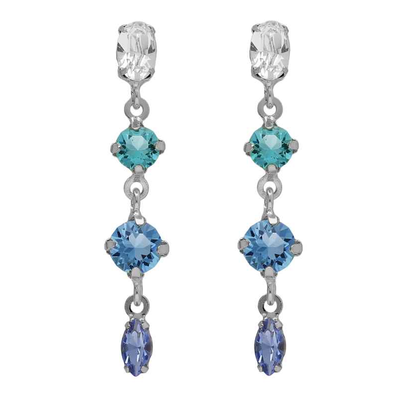 Victoria Cruz A4791-MHT Ladies' Dangle Earrings Lisbon Silver Cascade Blue 8435672465109