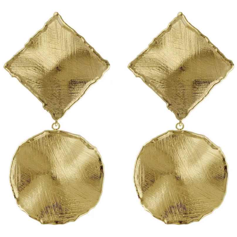 Victoria Cruz A4804-DT Ladies' Earrings New York Gold Tone Square + Circle 8435672465314