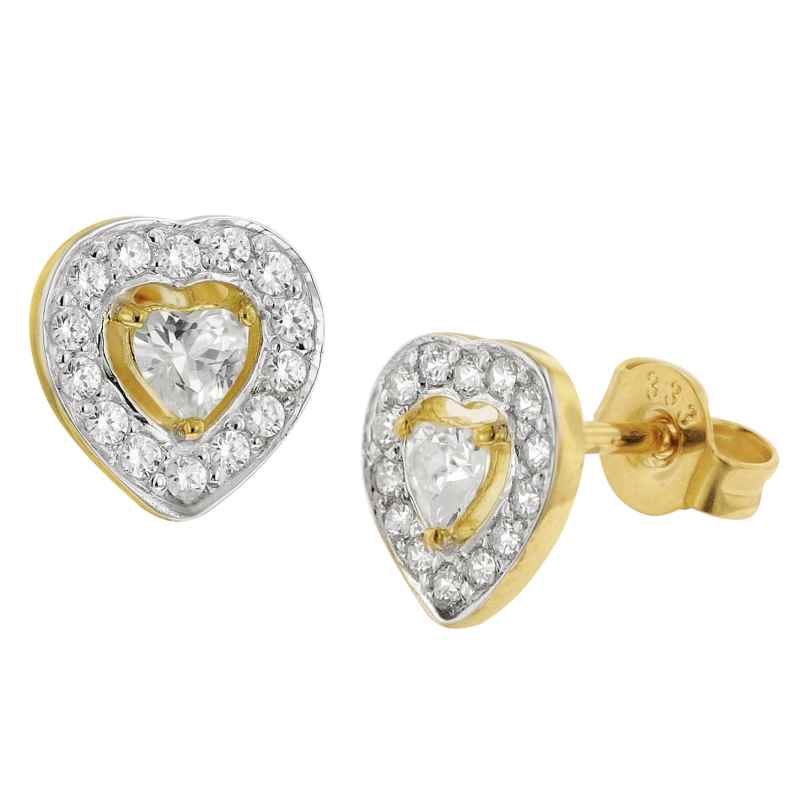 GLIZZ GL8153 Damen-Ohrringe Gold 333/8K Herz Zirkonia Ohrstecker 4262511281538