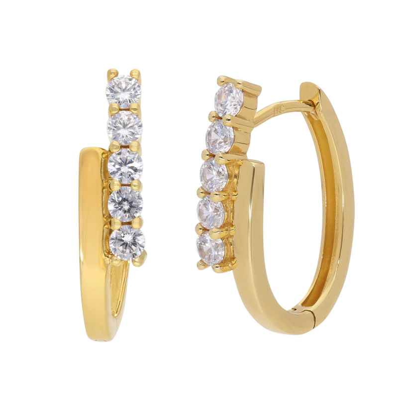 GLIZZ GL8355 Women's Hoop Earrings 333 Gold With Cubic Zirconia 4262511283556