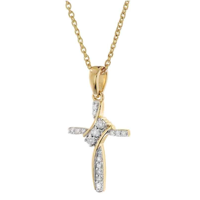 GLIZZ GL8640 Damen-Halskette mit Diamant-Kreuz Gold 333/8K 4262511286403