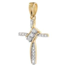 GLIZZ GL8640 Damen-Halskette mit Diamant-Kreuz Gold 333/8K