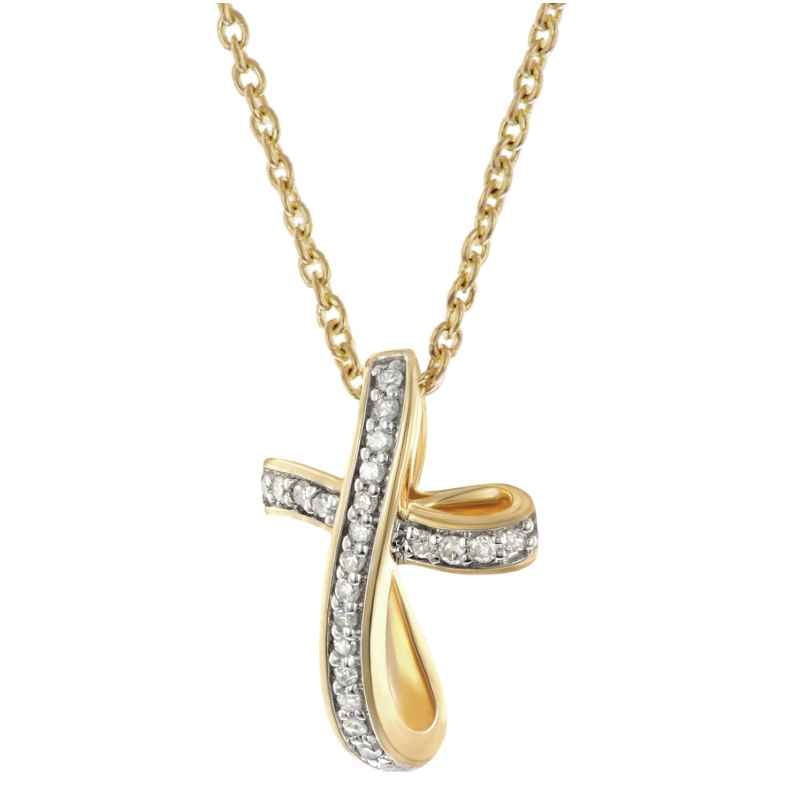 GLIZZ GL8642 Damen-Halskette mit Diamant-Kreuz Gold 333/8K 4262511286427