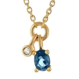 GLIZZ GL8643 Damen-Kette Gold 333/8K Collier mit Diamant und Saphir