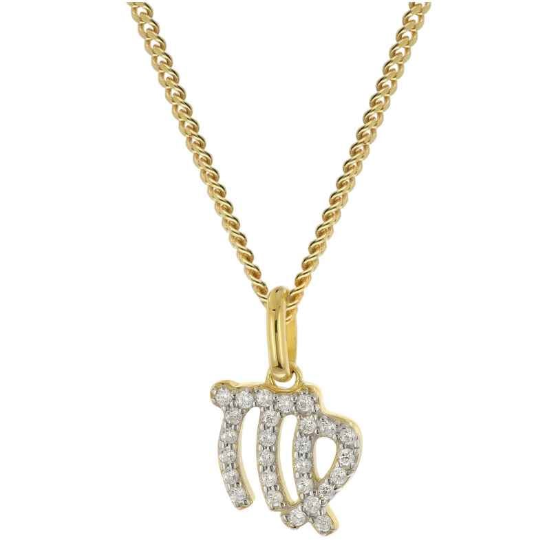 GLIZZ GL8330-06 Virgo Zodiac Sign 333/8K Gold on Plated Silver Chain