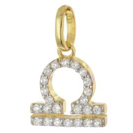GLIZZ GL8330-07 Sternzeichen Waage Gold 333/8K an vergoldeter Silberkette