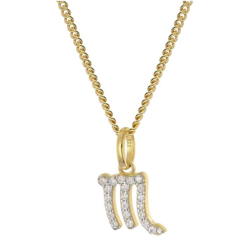 GLIZZ GL8330-08 Scorpio Zodiac Sign 333/8K Gold on Plated Silver Chain