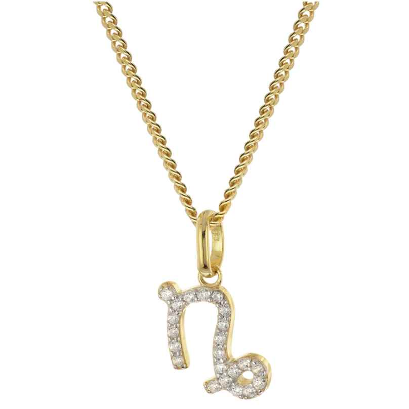 GLIZZ GL8330-10 Capricorn Zodiac Sign 333/8K Gold on Plated Silver Chain