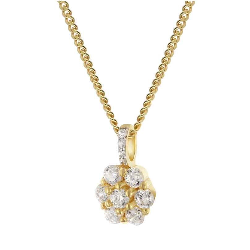 GLIZZ GL8316 Anhänger Gold 333 Zirkonia-Blüte an vergolder Silberkette