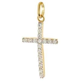 GLIZZ GL8317 Kreuz-Anhänger Gold 333 mit Zirkonia an vergolder Silberkette