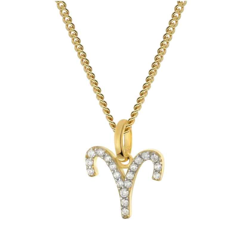 GLIZZ GL8330-01 Aries Zodiac Sign 333/8K Gold on Plated Silver Chain