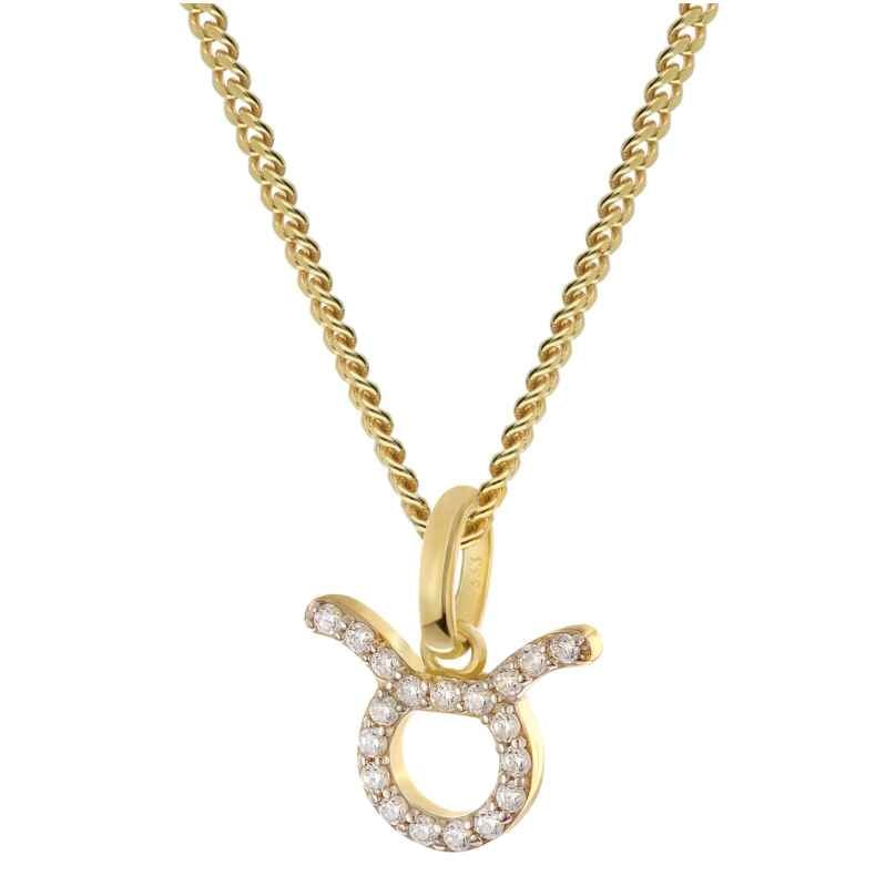 GLIZZ GL8330-02 Taurus Zodiac Sign 333/8K Gold on Plated Silver Chain