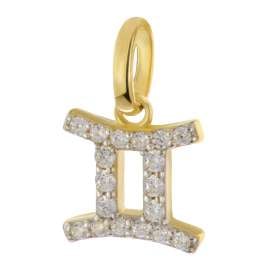 GLIZZ GL8330-03 Gemini Zodiac Sign 333/8K Gold on Plated Silver Chain