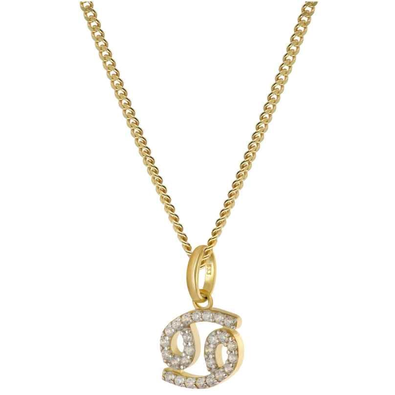 GLIZZ GL8330-04 Cancer Zodiac Sign Gold 333/8K on Plated Silver Chain 4262511283273
