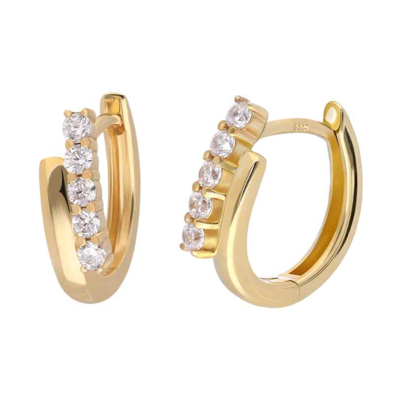 GLIZZ GL8566 Damen-Ohrringe Gold 333 / 8K Zirkonia Klapp-Creolen 4262511285666