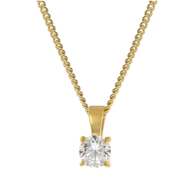 GLIZZ GL1070-45 Lab Grown Diamant-Anhänger 0,50 ct Gelbgold an Silberkette