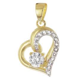 trendor 21197 Herz Gold-Anhänger 333 mit Zirkonia an vergoldeter Silberkette