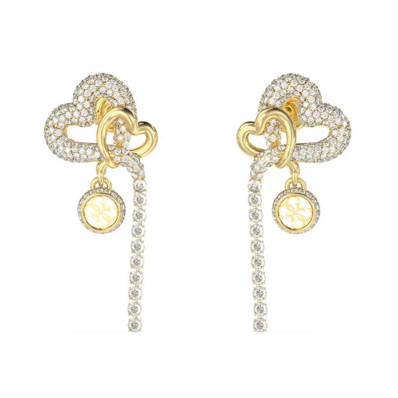Guess JUBE06053JWYGT/U Damen-Ohrringe Pavé Herz Ohrhänger Goldfarben 7625826399935