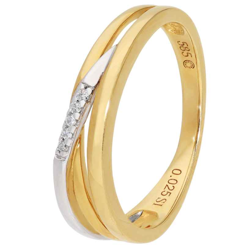 GLIZZ GL1673 Diamant-Damenring Gold 585/14K Zweifarbiger Brillantring