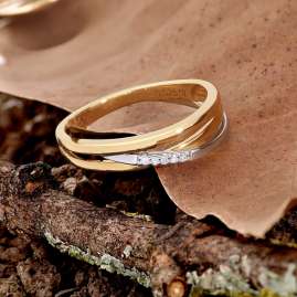 GLIZZ GL1673 Diamond Women's Ring 14K Gold (585) Bicolor Brilliant Ring